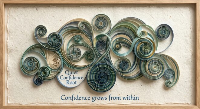 Intricate Paper Quilling Artwork With Spirals and Inspiring Quote "Confidence grows from within"