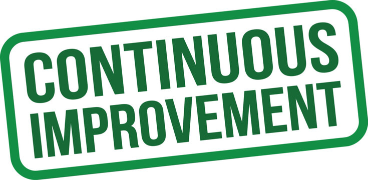 Continuous improvement stamp green rectangular seal for business and quality management concepts
