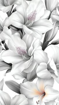 White lily flower seamless pattern background. Elegant floral wallpaper design for textile print.