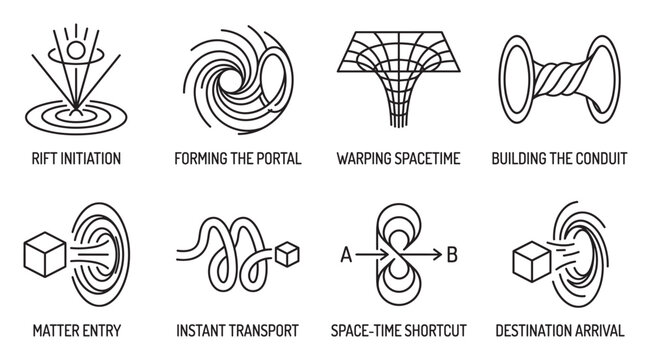 Science fiction concept of creating portal for spacetime travel and teleportation.