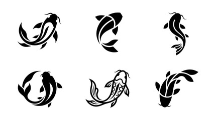 Obraz premium Minimalist koi fish logo icon set for website design