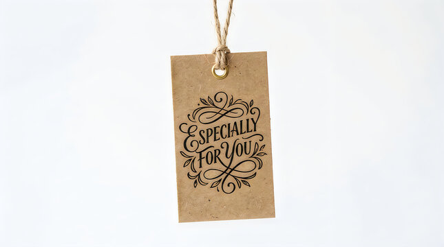Especially for you message on a brown kraft paper gift tag with twine string especially packaging