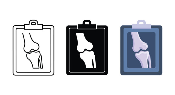 Knee joint xray medical report icon set: Solid vector icons - Clipart, sticker - icon set - Editable modern style icon