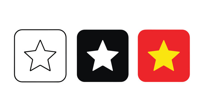 Five point star vector icon set: Glyph and solid icon set - Icon vector - logo icons. Blue, Black and white icons