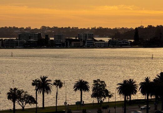 sunset in the city