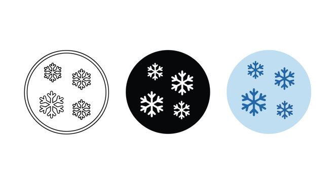 Winter snowflake cold weather icon set: Solid vector icons - Clipart, sticker - icon set - Editable modern style icon