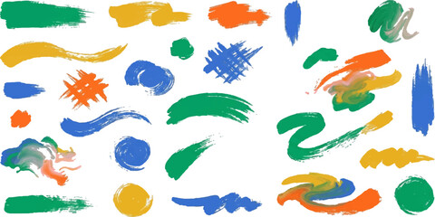 Obraz premium Vibrant Brush Strokes: A collection of colorful and energetic brush strokes in various shapes and sizes, evoking a sense of artistic freedom and creativity.