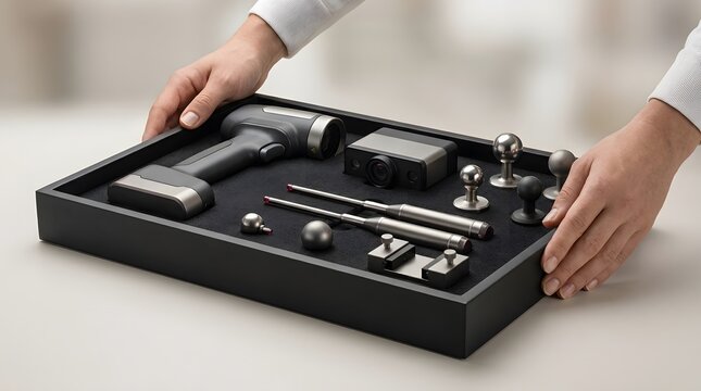 Medical surgical orthopedic power drill kit on a tray.