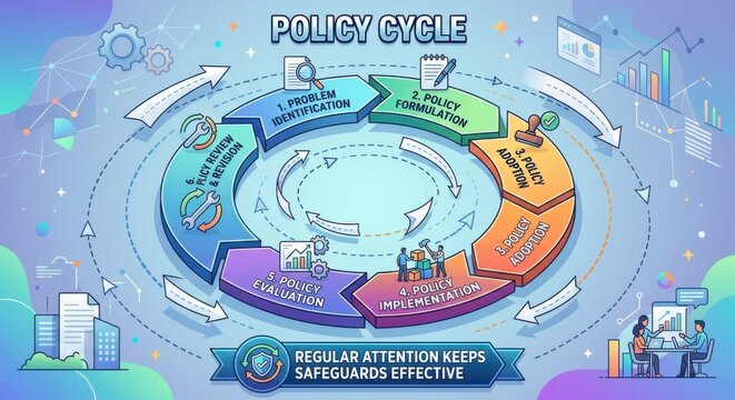 The Policy Cycle: A Circular Flowchart Illustrating Strategy Development and Implementation