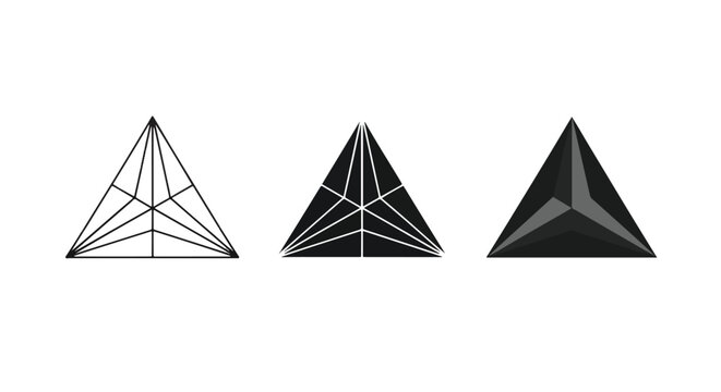 Abstract geometric triangle vector icons: Icon set - Minimalist, flat icon, outline, glyph, linear, clipart, sticker 