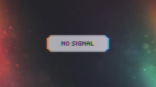 Retro broadcast error message displaying 'NO SIGNAL' on a vintage-style television screen with a digital glitch effect, signaling a disconnected transmission