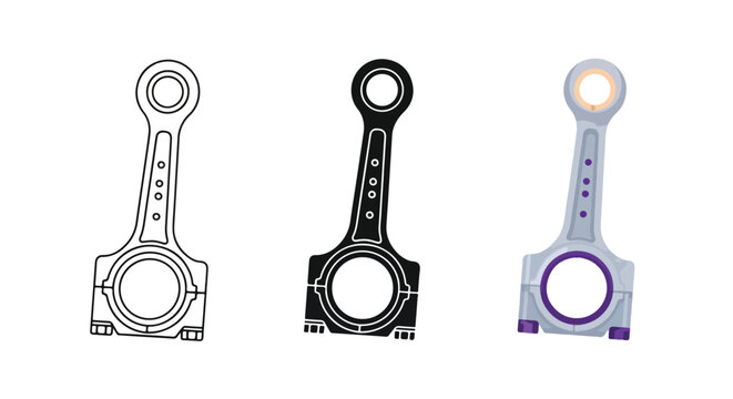 Engine piston component parts vector icon - SVG and PNG icons - Vector Icons and Stickers - PNG, SVG, EPS - Glyph and solid icon set - Icon vector - Flat Design Icon - line icon set