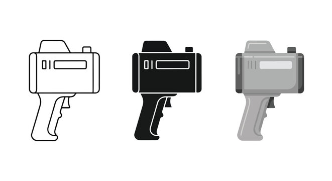 Speed camera gun icon set for road safety - SVG and PNG icons - Vector Icons and Stickers - PNG, SVG, EPS - Glyph and solid icon set - Icon vector - Flat Design Icon - line icon set