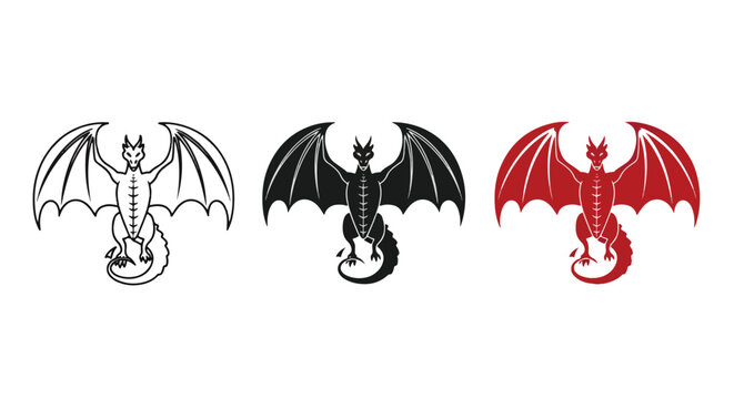 Mythical dragon creature set vector icons - SVG and PNG icons - Vector Icons and Stickers - PNG, SVG, EPS - Glyph and solid icon set - Icon vector - Flat Design Icon - line icon set