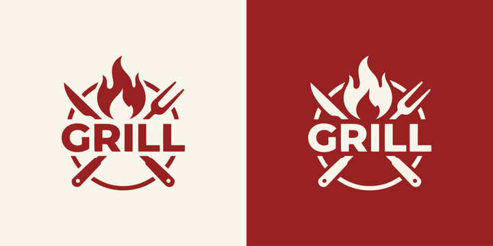 Barbecue vector logo design with a modern, simple, clean, and abstract style. Icon for businesses, restaurants, and personal branding.
