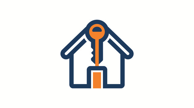 House with Key Logo Concept Real Estate and Security Icon