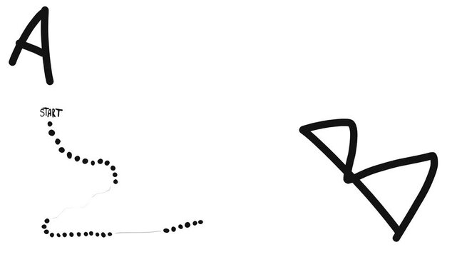 Animation of moves, traversing a path on a map, or traveling from point A to point B. Dots accelerate or jump as they move, shortening the distance.