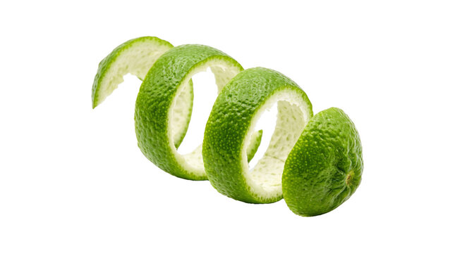 Spiral Lime Peel Zest Twisted Fresh Citrus Rind.