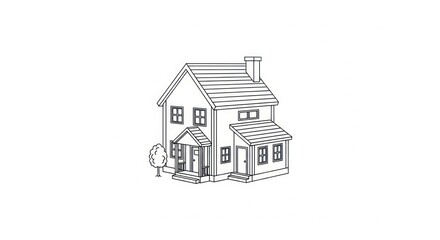 Fototapeta premium A house with a chimney and tree.