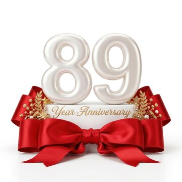 Elegant 89th Anniversary Celebration with Red Bow and Gold Accents.