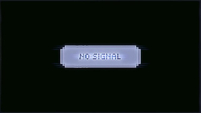 Lost connection to visual input results in a blank screen displaying a 'NO SIGNAL' message, signifying a broadcast interruption or device malfunction on a digital display