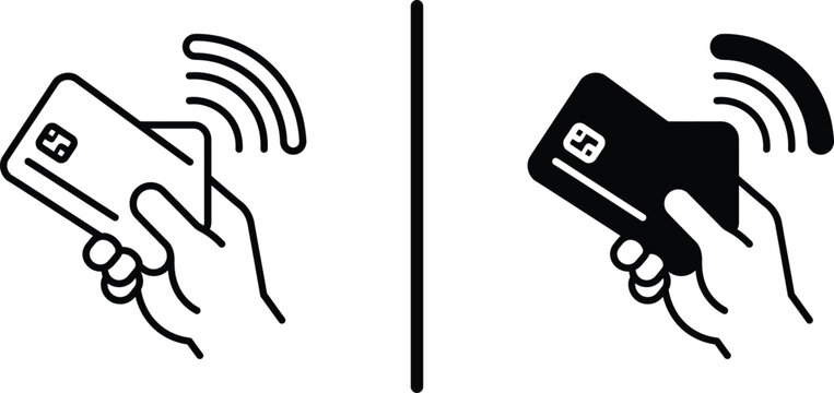 Contactless credit card payment icon vector for NFC tap to pay wireless banking transaction