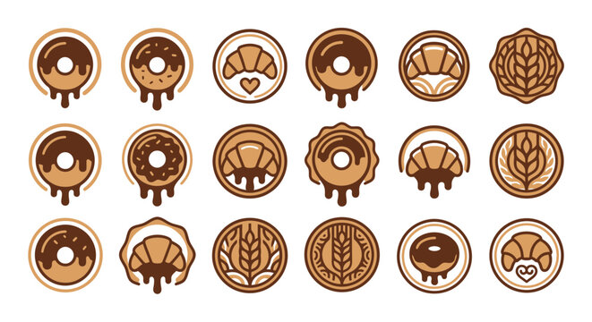 Minimalist circular icons set of human head silhouettes and brain symbols.