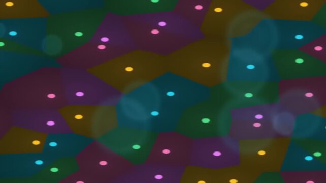 Colorful Abstract Shapes Floating in Soft Glowing Dots in Dreamlike Night Scene