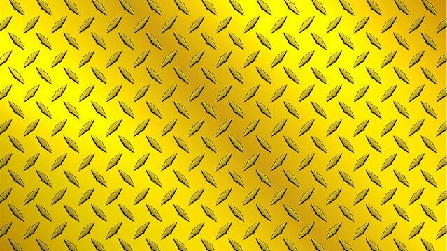 Gold diamond plate metal texture, industrial steel background.