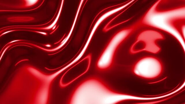 Shiny crimson chrome waves background, red liquid metal waving background 3d animation