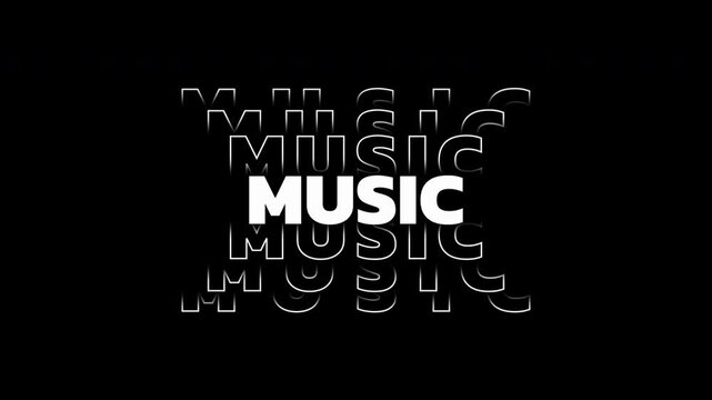 Music creative text, typography animation with alpha channel, transparency - RGB Glitch and tracking effect high-quality 4K title animation on a transparent background for social media, broadcast.