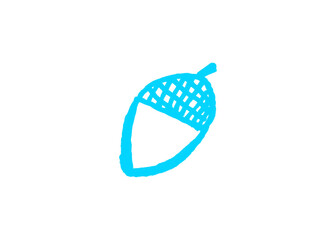 Minimalist hand drawn sketch of an acorn nut icon with handdrawn minimalist illustration isolated background abstract woodland botanical stylized creative decorative © Hafiz