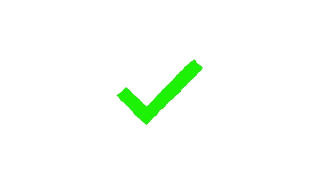 Animated green check mark icon on white background.