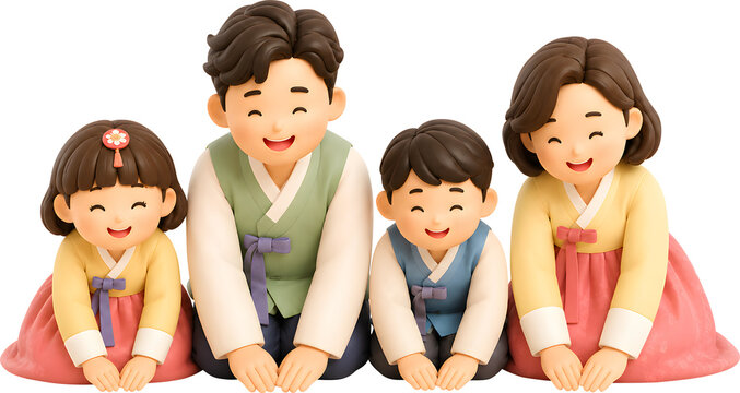한복입고 절하는 캐릭터