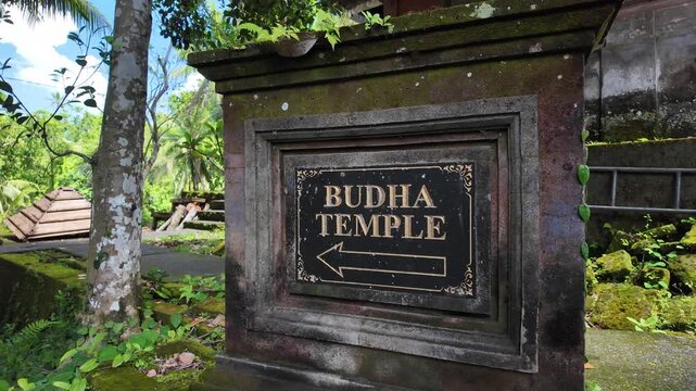 Budha Temple directional sign at Goa Gajah, Bali
