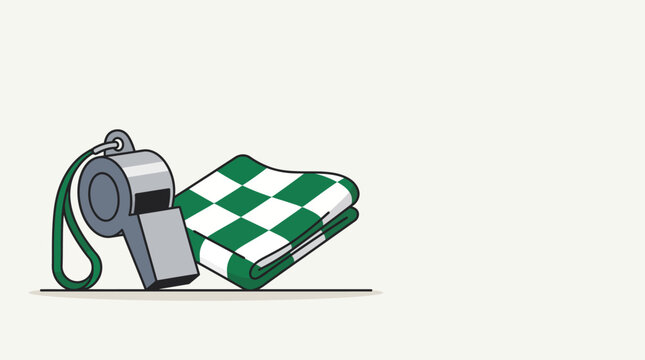 Whistle and Checkered Flag for Sports Competition Illustration
