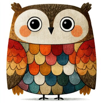 Cute colorful owl doodle illustration