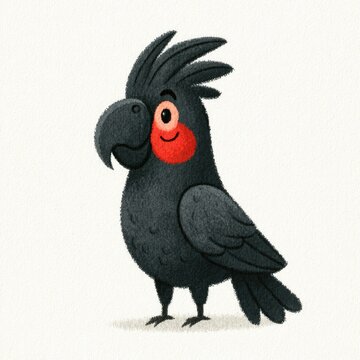 Cute palm cockatoo bird doodle illustration