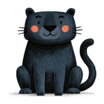 Cute black panther doodle illustration