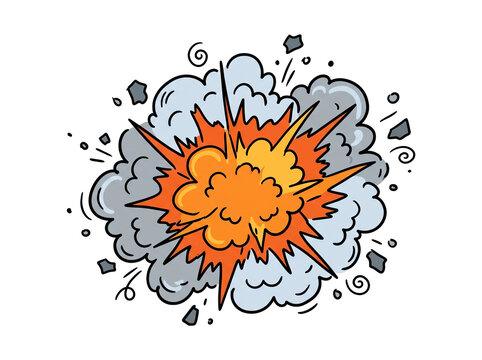 Exploding dandelion seed head with fiery sparks and smoke. Bursting floral pod releasing glowing embers and dynamic motion particles.