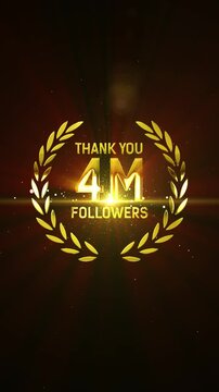 Thank You 4M Followers Golden Lettering Text Animation.