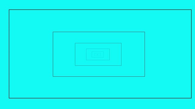Cyan infinite rectangular tunnel zoom background, hypnotic geometric motion abstract