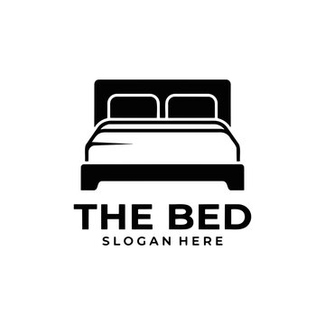 Minimalist black double bed logo design template for hotel, bedroom, or furniture store branding