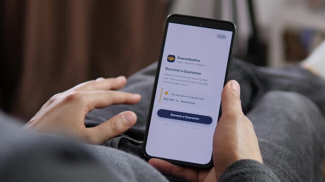 User considers backing a borrower through a mobile platform, capturing themes of trust, lending risk, debt responsibility and digital contract acceptance.