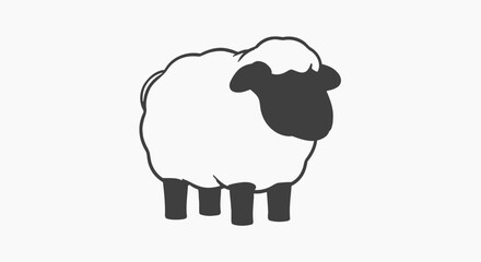 Fluffy sheep standing with black head and legs © jihana