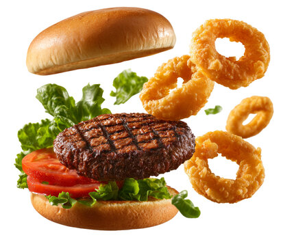 Exploded Hamburger with Separated Layers