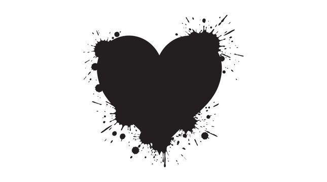 Ink splatter heart shape silhouette heart shaped cardiac