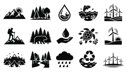 Obraz premium Set of nature and environment icons