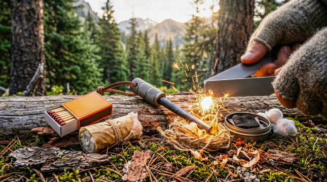 Starting fire with ferro rod
