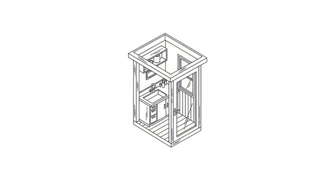 Elevator Shaft Construction Blueprint Diagram.